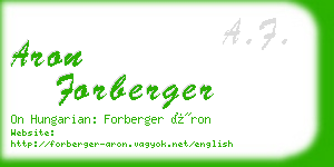 aron forberger business card